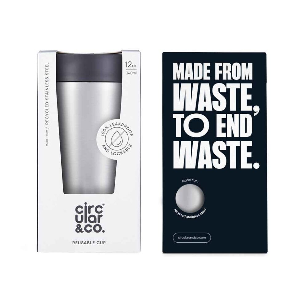 Circular Cup - Recycled Stainless Steel Cup 12oz - Image 2