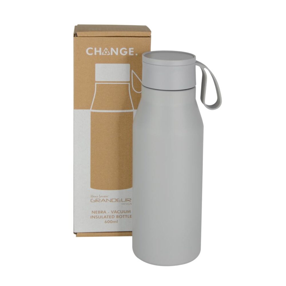R-NEBRA - CHANGE Collection Recycled Stainless Steel Vacuum Bottle with Loop - Grey - Image 4
