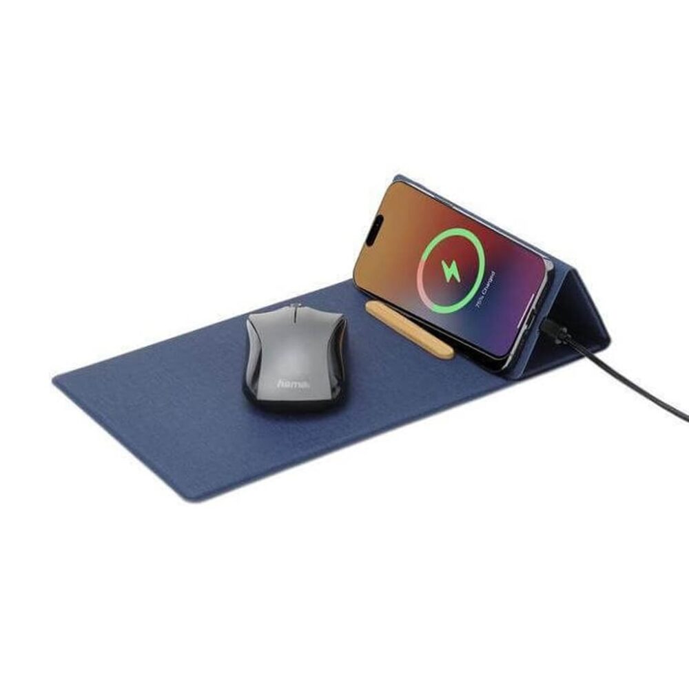 BLACE - CHANGE ZERO Recycled PU 15W Wireless Mousepad & Desk Organizer - Navy Blue - Image 10