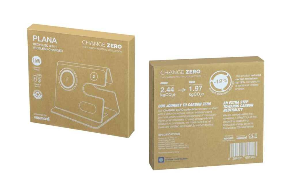 PLANA - CHANGE ZERO Recycled 3-in-1 Wireless Charger Station - Grey - Image 5