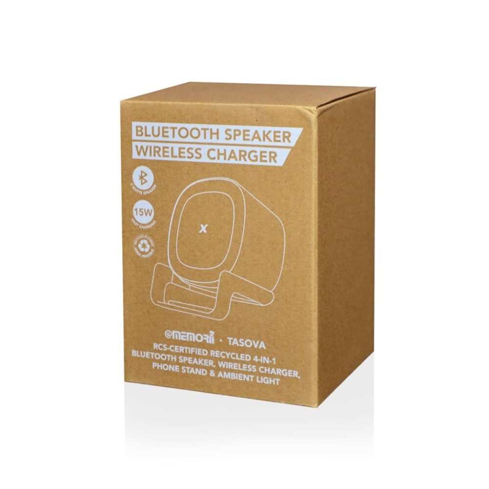 TASOVA - @memorii Recycled 15W Wireless Charger Bluetooth Speaker - White/Tan - Image 4