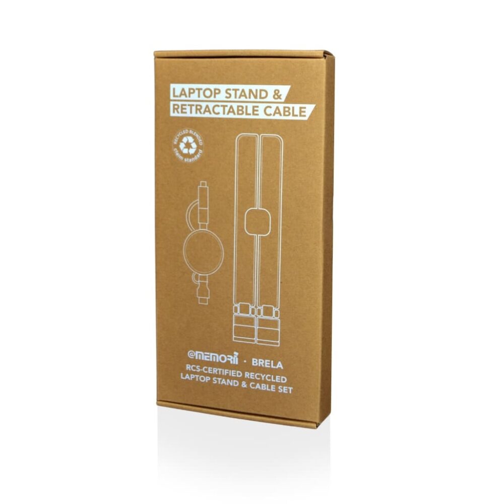 BRELA - @memorii Set of Recycled Laptop Stand and retractable cable - Black - Image 3