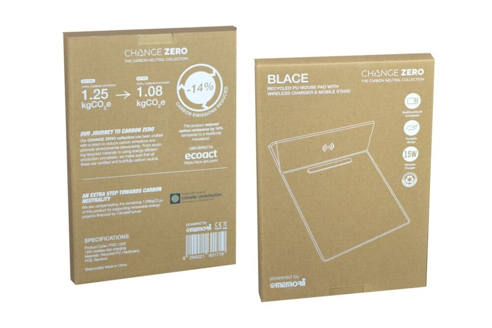 BLACE - CHANGE ZERO Recycled PU 15W Wireless Mousepad & Desk Organizer - Navy Blue - Image 3