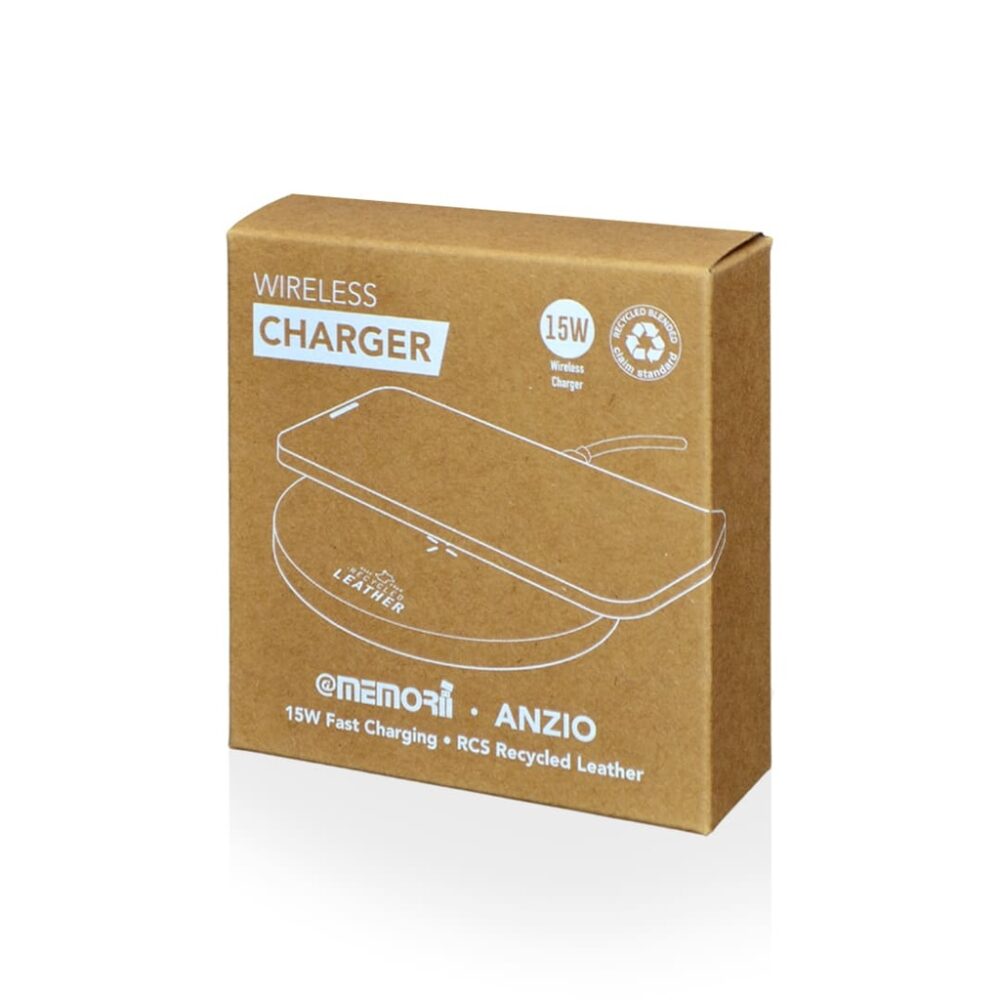 ANZIO - Recycled Leather 15W Wireless Charger - Black - Image 8